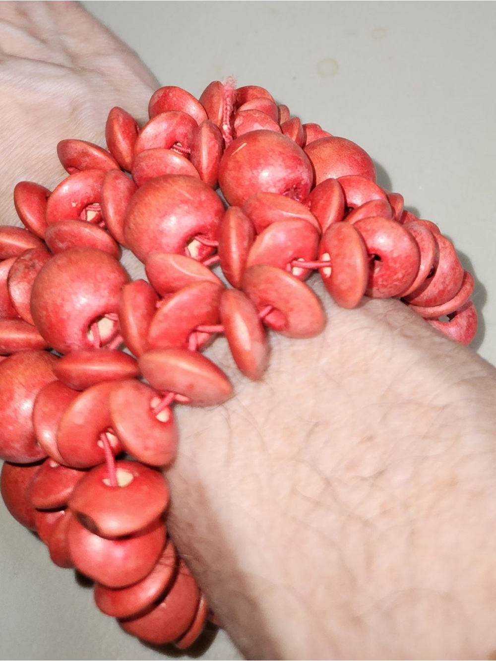 Chunky Red Beaded Stretch Bracelet